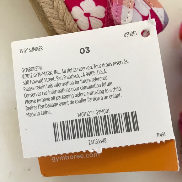 GYMBOREE Baby Shoes NWT Espadrille Sandals Floral Pink Newborn Size 0-3 Gymboree - Picture 12 of 15